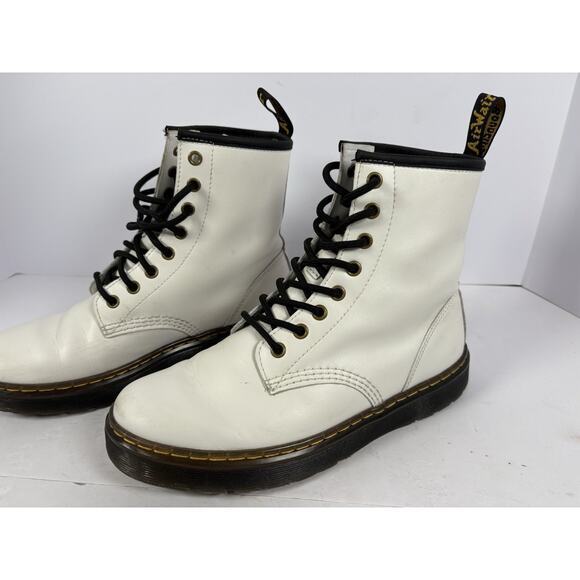 Doc Martens White Zavala Combat Lace-up Ankle Boots Womens Size US 7 - Picture 2 of 9